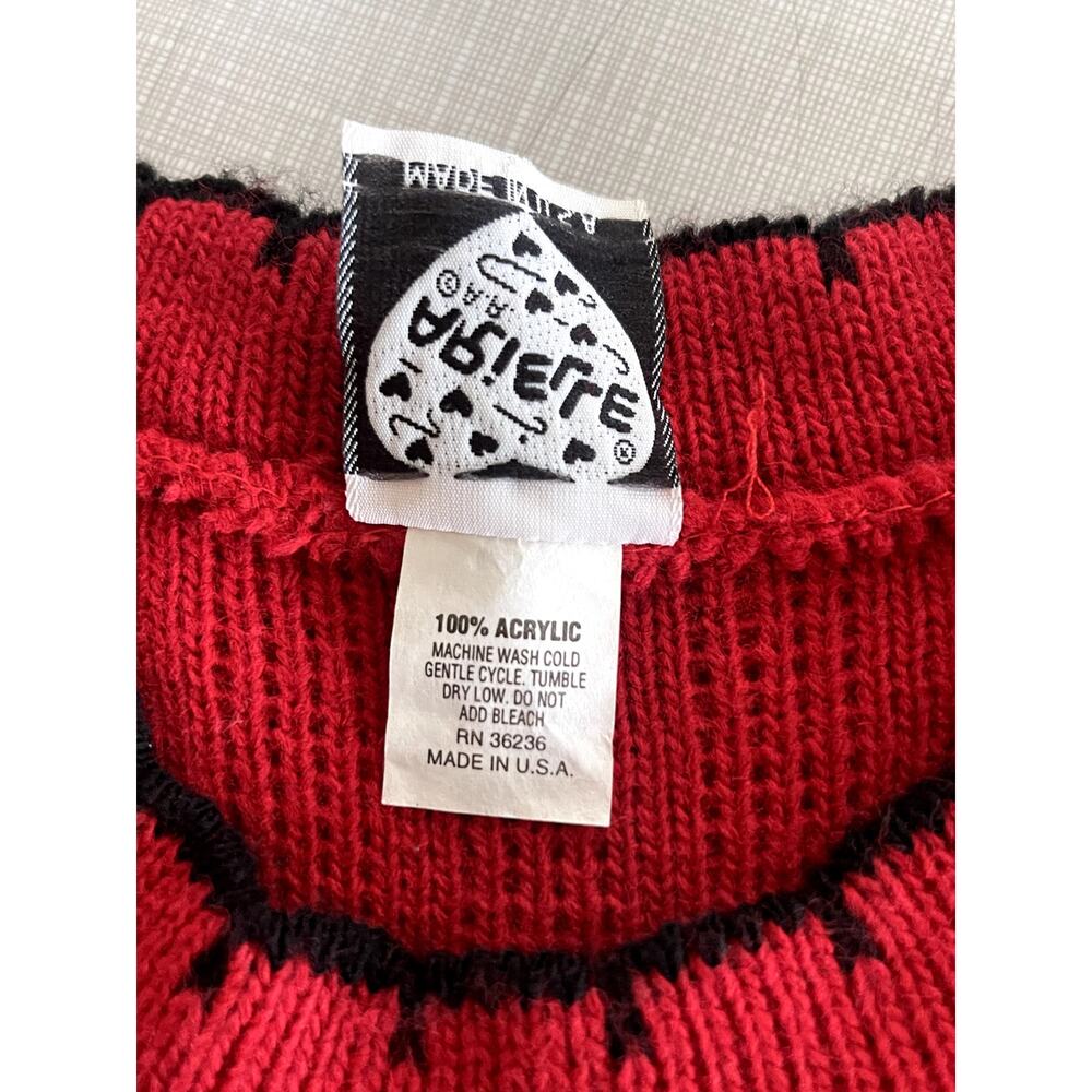 Arielle Sz S Vintage Teddy Bear Sweater Red Holiday Christmas Ugly 90's Kidcore - Picture 12 of 12